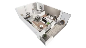 2 pokoje, mieszkanie 45,68 m², piętro 6, oferta nr A-06-77A, ATAL Olimpijska, Katowice, Bogucice, ul. Olimpijska / al. Korfantego