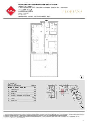 2 pokoje, mieszkanie 40,40 m², piętro 1, oferta nr A1.1.02, ATAL Floriana, Szczecin, Śródmieście, Łasztownia, św. Floriana
