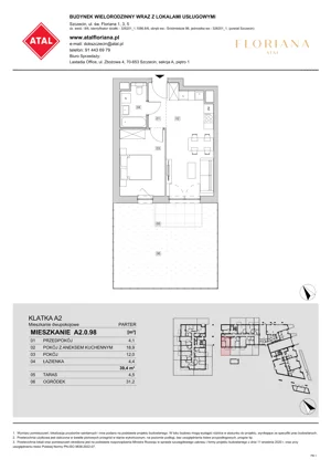 2 pokoje, mieszkanie 37,20 m², piętro 1, oferta nr A1.1.09, ATAL Floriana, Szczecin, Śródmieście, Łasztownia, św. Floriana