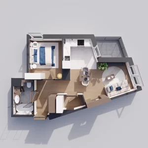 2 pokoje, mieszkanie 44,60 m², piętro 7, oferta nr A1.7.84, ATAL Floriana, Szczecin, Śródmieście, Łasztownia, św. Floriana