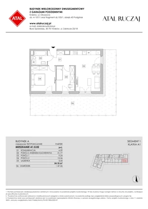 3 pokoje, mieszkanie 54,10 m², piętro 1, oferta nr A1.1.06, ATAL Ruczaj, Kraków, Łagiewniki-Borek Fałęcki, Borek Fałęcki, ul. Obozowa