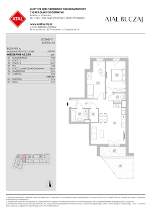 3 pokoje, mieszkanie 63,02 m², parter, oferta nr A3.0.50, ATAL Ruczaj, Kraków, Łagiewniki-Borek Fałęcki, Borek Fałęcki, ul. Obozowa