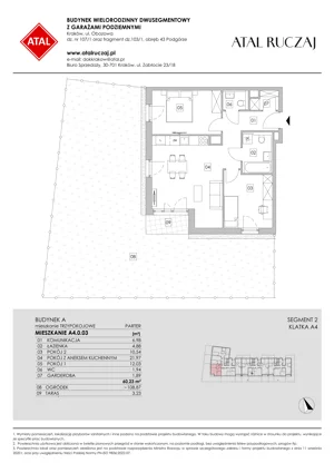 3 pokoje, mieszkanie 60,23 m², piętro 1, oferta nr A4.1.08, ATAL Ruczaj, Kraków, Łagiewniki-Borek Fałęcki, Borek Fałęcki, ul. Obozowa