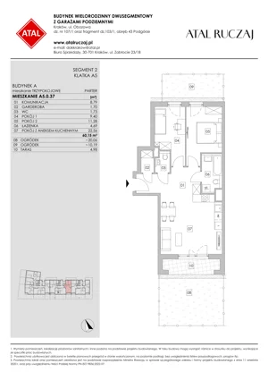 3 pokoje, mieszkanie 60,20 m², parter, oferta nr A5.0.37, ATAL Ruczaj, Kraków, Łagiewniki-Borek Fałęcki, Borek Fałęcki, ul. Obozowa
