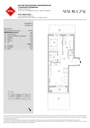 3 pokoje, mieszkanie 58,36 m², piętro 2, oferta nr A2.2.37, ATAL Ruczaj, Kraków, Łagiewniki-Borek Fałęcki, Borek Fałęcki, ul. Obozowa