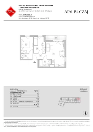 3 pokoje, mieszkanie 51,85 m², piętro 2, oferta nr A1.2.09, ATAL Ruczaj, Kraków, Łagiewniki-Borek Fałęcki, Borek Fałęcki, ul. Obozowa