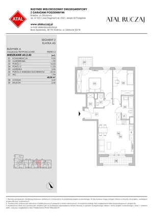 3 pokoje, mieszkanie 68,08 m², piętro 2, oferta nr A5.2.43, ATAL Ruczaj, Kraków, Łagiewniki-Borek Fałęcki, Borek Fałęcki, ul. Obozowa