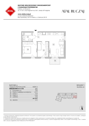 3 pokoje, mieszkanie 54,10 m², piętro 4, oferta nr A1.4.18, ATAL Ruczaj, Kraków, Łagiewniki-Borek Fałęcki, Borek Fałęcki, ul. Obozowa