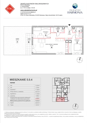 3 pokoje, mieszkanie 73,94 m², parter, oferta nr 5-0-4, Zakątek Harmonia II, Warszawa, Białołęka, Szamocin, ul. Płochocińska