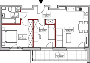 3 pokoje, mieszkanie 57,37 m², piętro 4, oferta nr D2.2.4.3, Nowy Targówek VI, Warszawa, Targówek, Targówek Mieszkaniowy, ul. Płosa 8