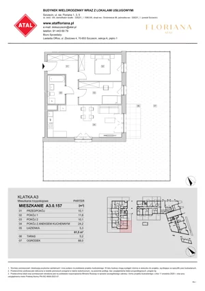 3 pokoje, mieszkanie 60,10 m², piętro 1, oferta nr A2.1.102, ATAL Floriana, Szczecin, Śródmieście, Łasztownia, św. Floriana