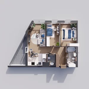 3 pokoje, mieszkanie 59,90 m², piętro 3, oferta nr A1.3.38, ATAL Floriana, Szczecin, Śródmieście, Łasztownia, św. Floriana