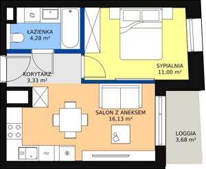 1 pokój, mieszkanie 34,79 m², piętro 6, oferta nr A-06-82A, ATAL Olimpijska, Katowice, Bogucice, ul. Olimpijska / al. Korfantego
