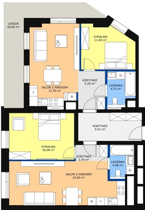 4 pokoje, mieszkanie 100,36 m², piętro 2, oferta nr B-02-15B, ATAL Olimpijska, Katowice, Bogucice, ul. Olimpijska / al. Korfantego