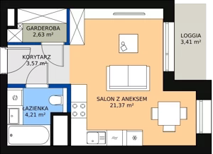 1 pokój, mieszkanie 31,48 m², piętro 2, oferta nr C-02-07C, ATAL Olimpijska, Katowice, Bogucice, ul. Olimpijska / al. Korfantego
