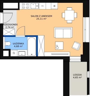 1 pokój, mieszkanie 32,41 m², piętro 11, oferta nr C-11-130C, ATAL Olimpijska, Katowice, Bogucice, ul. Olimpijska / al. Korfantego