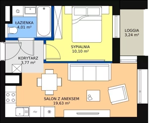 2 pokoje, mieszkanie 37,33 m², piętro 2, oferta nr C-02-16C, ATAL Olimpijska, Katowice, Bogucice, ul. Olimpijska / al. Korfantego