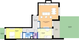3 pokoje, mieszkanie 84,24 m², parter, oferta nr F.2.0.01, ATAL SKY+, Katowice, Wełnowiec-Józefowiec, Wełnowiec, al. Wojciecha Korfantego 85-89