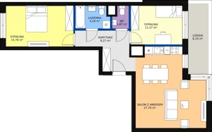 3 pokoje, mieszkanie 72,52 m², piętro 3, oferta nr F.1.3.05, ATAL SKY+, Katowice, Wełnowiec-Józefowiec, Wełnowiec, al. Wojciecha Korfantego 85-89
