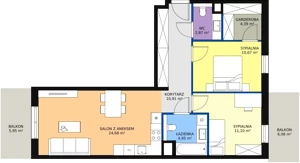 3 pokoje, mieszkanie 69,57 m², piętro 1, oferta nr 6B-1-1, Naramowice Odnova II, Poznań, Naramowice, ul. Bielicowa