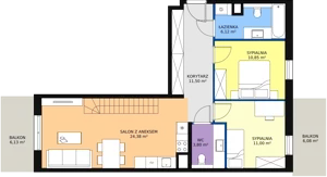 3 pokoje, mieszkanie 83,23 m², piętro 4, oferta nr 6B-4-1, Naramowice Odnova II, Poznań, Naramowice, ul. Bielicowa