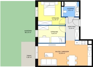 3 pokoje, mieszkanie 56,97 m², parter, oferta nr 6C-0-7, Naramowice Odnova II, Poznań, Naramowice, ul. Bielicowa
