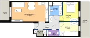 3 pokoje, mieszkanie 64,54 m², piętro 1, oferta nr 6C-1-1, Naramowice Odnova II, Poznań, Naramowice, ul. Bielicowa