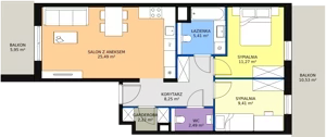3 pokoje, mieszkanie 64,54 m², piętro 2, oferta nr 6C-2-1, Naramowice Odnova II, Poznań, Naramowice, ul. Bielicowa