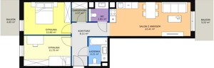 3 pokoje, mieszkanie 64,46 m², piętro 1, oferta nr 6D-1-1, Naramowice Odnova II, Poznań, Naramowice, ul. Bielicowa
