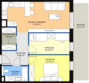 3 pokoje, mieszkanie 61,26 m², piętro 1, oferta nr 6D-1-2, Naramowice Odnova II, Poznań, Naramowice, ul. Bielicowa