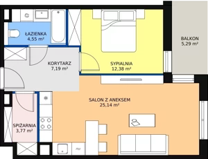 2 pokoje, mieszkanie 53,03 m², piętro 1, oferta nr 6D-1-3, Naramowice Odnova II, Poznań, Naramowice, ul. Bielicowa