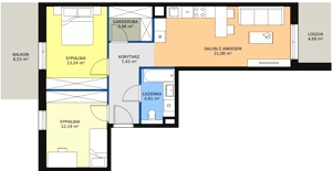 3 pokoje, mieszkanie 62,51 m², piętro 1, oferta nr 6E-1-1, Naramowice Odnova II, Poznań, Naramowice, ul. Bielicowa