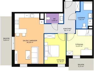 3 pokoje, mieszkanie 70,78 m², piętro 1, oferta nr 6E-1-3, Naramowice Odnova II, Poznań, Naramowice, ul. Bielicowa