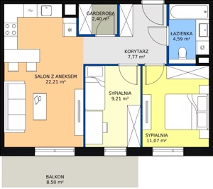 3 pokoje, mieszkanie 57,25 m², piętro 1, oferta nr 6E-1-4, Naramowice Odnova II, Poznań, Naramowice, ul. Bielicowa