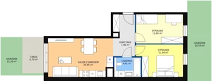 3 pokoje, mieszkanie 56,15 m², parter, oferta nr 6F-0-1, Naramowice Odnova II, Poznań, Naramowice, ul. Bielicowa