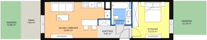2 pokoje, mieszkanie 43,31 m², parter, oferta nr 6F-0-3, Naramowice Odnova II, Poznań, Naramowice, ul. Bielicowa