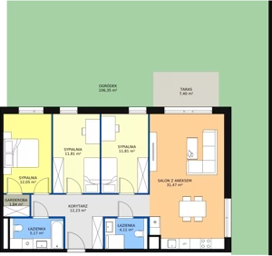 4 pokoje, mieszkanie 90,49 m², parter, oferta nr 7A-0-2, Naramowice Odnova II, Poznań, Naramowice, ul. Bielicowa