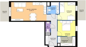3 pokoje, mieszkanie 69,08 m², piętro 2, oferta nr 7B-2-3, Naramowice Odnova II, Poznań, Naramowice, ul. Bielicowa