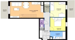 3 pokoje, mieszkanie 82,65 m², piętro 4, oferta nr 7B-4-3, Naramowice Odnova II, Poznań, Naramowice, ul. Bielicowa