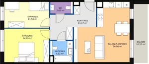 3 pokoje, mieszkanie 71,65 m², piętro 1, oferta nr 7C-1-3, Naramowice Odnova II, Poznań, Naramowice, ul. Bielicowa