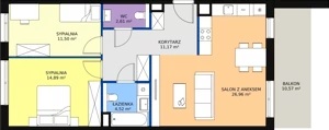 3 pokoje, mieszkanie 71,65 m², piętro 2, oferta nr 7C-2-3, Naramowice Odnova II, Poznań, Naramowice, ul. Bielicowa