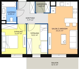 3 pokoje, mieszkanie 57,25 m², piętro 1, oferta nr 7D-1-2, Naramowice Odnova II, Poznań, Naramowice, ul. Bielicowa