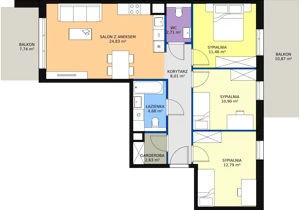 4 pokoje, mieszkanie 78,01 m², piętro 2, oferta nr 7D-2-5, Naramowice Odnova II, Poznań, Naramowice, ul. Bielicowa