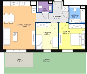 3 pokoje, mieszkanie 65,93 m², parter, oferta nr 7E-0-2, Naramowice Odnova II, Poznań, Naramowice, ul. Bielicowa