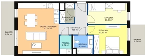 3 pokoje, mieszkanie 68,78 m², piętro 1, oferta nr 7E-1-1, Naramowice Odnova II, Poznań, Naramowice, ul. Bielicowa