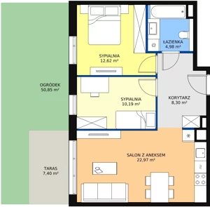 3 pokoje, mieszkanie 59,06 m², parter, oferta nr 7F-0-2, Naramowice Odnova II, Poznań, Naramowice, ul. Bielicowa