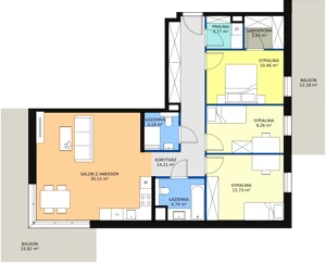 4 pokoje, mieszkanie 90,66 m², piętro 1, oferta nr 7F-1-1, Naramowice Odnova II, Poznań, Naramowice, ul. Bielicowa