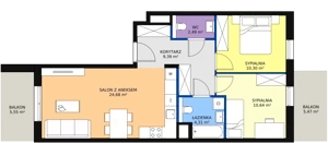 3 pokoje, mieszkanie 61,81 m², piętro 2, oferta nr 8A-2-6, Naramowice Odnova II, Poznań, Naramowice, ul. Bielicowa