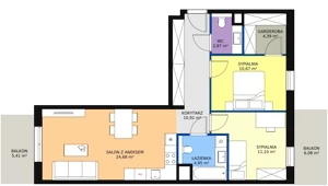 3 pokoje, mieszkanie 69,58 m², piętro 1, oferta nr 8B-1-1, Naramowice Odnova II, Poznań, Naramowice, ul. Bielicowa