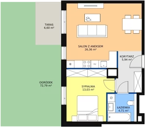 2 pokoje, mieszkanie 50,04 m², parter, oferta nr 8C-0-8, Naramowice Odnova II, Poznań, Naramowice, ul. Bielicowa
